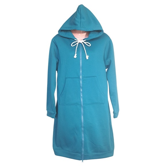 Haute Edition Women Tunic Long Length Full Zip Hooded Dress Pullover XL Persian - Picture 1 of 8